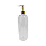 250ml 500ml Plastic Transparent Lotion Bottle With Golden Pump Heads And Snap