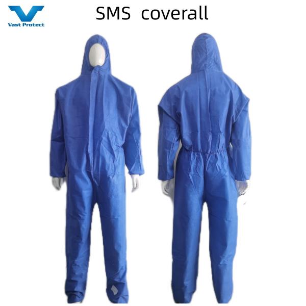 CE Type5 6 XL Customized Waterproof Protective Hooded SMS Coverall without Face