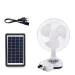12 Inch Solar Powered Fan AC DC Solar Fan With Night Light For Outdoor Camping