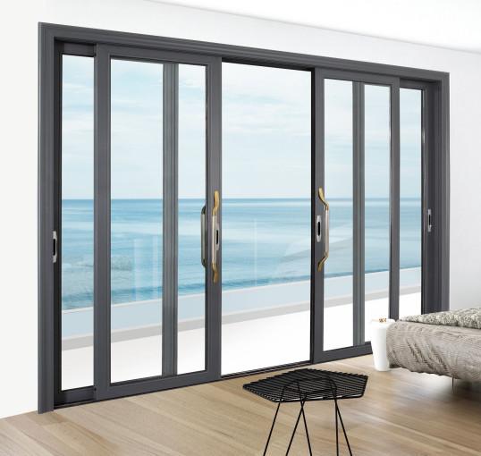 Large Modern Internal Lockable Accordion Black Sliding Glass Door Customized