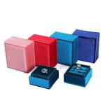 Light Blue Square Ring Storage Box for Customized Size Velvet Jewelry Display in
