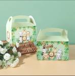 Custom Animal Print Handle Paper Box for Kids' Jungle Theme Birthday and Baby