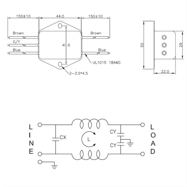 AC Single Phase General EMI Filter 220V 1A~10A Power Line Filter For Oscillograph