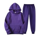 Men Sport Pullover Sweater Set Two Piece Hoodie and Sweatpants Hooded Solid
