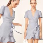 Ladies Summer Fashion Clothing Linen Fabric Wrap Dress