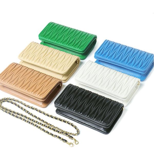 GENUINE LEATHER Sheepskin Pleated Chain Crossbody Bag Low MOQ Mix Models for