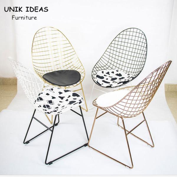 Steel Metal Frame Dining Chair With Gold Legs Outdoor Leisure Seating 55x58x93