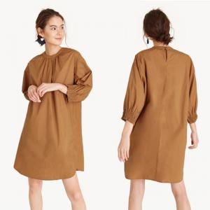 China 2018 Simple midi smock cuff brown oversize dress for women on sale