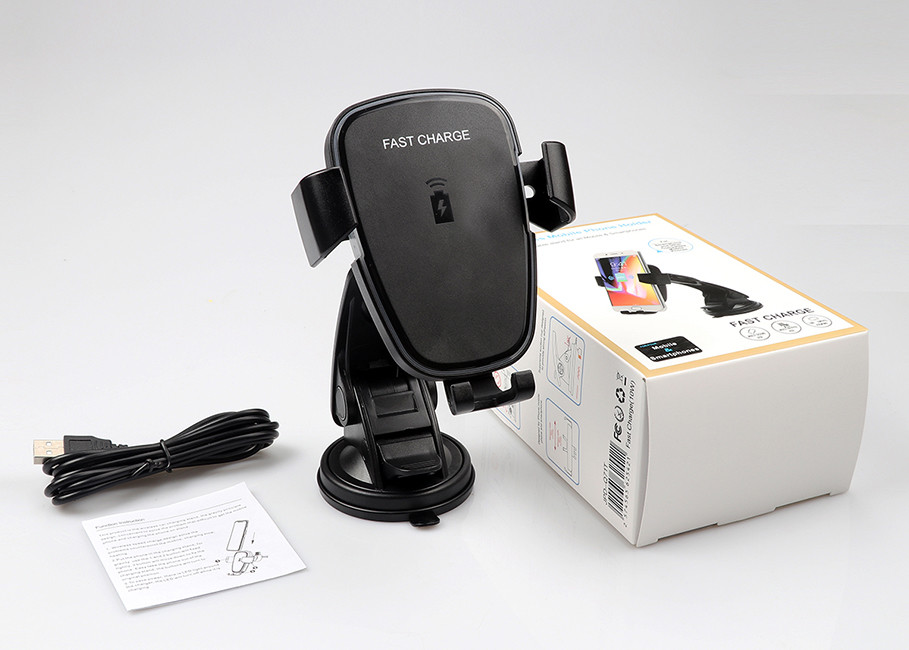 2018 Shenzhen 10W fast charger with holder qi standard usb cell phone wireless car charger for Samsung IPhone