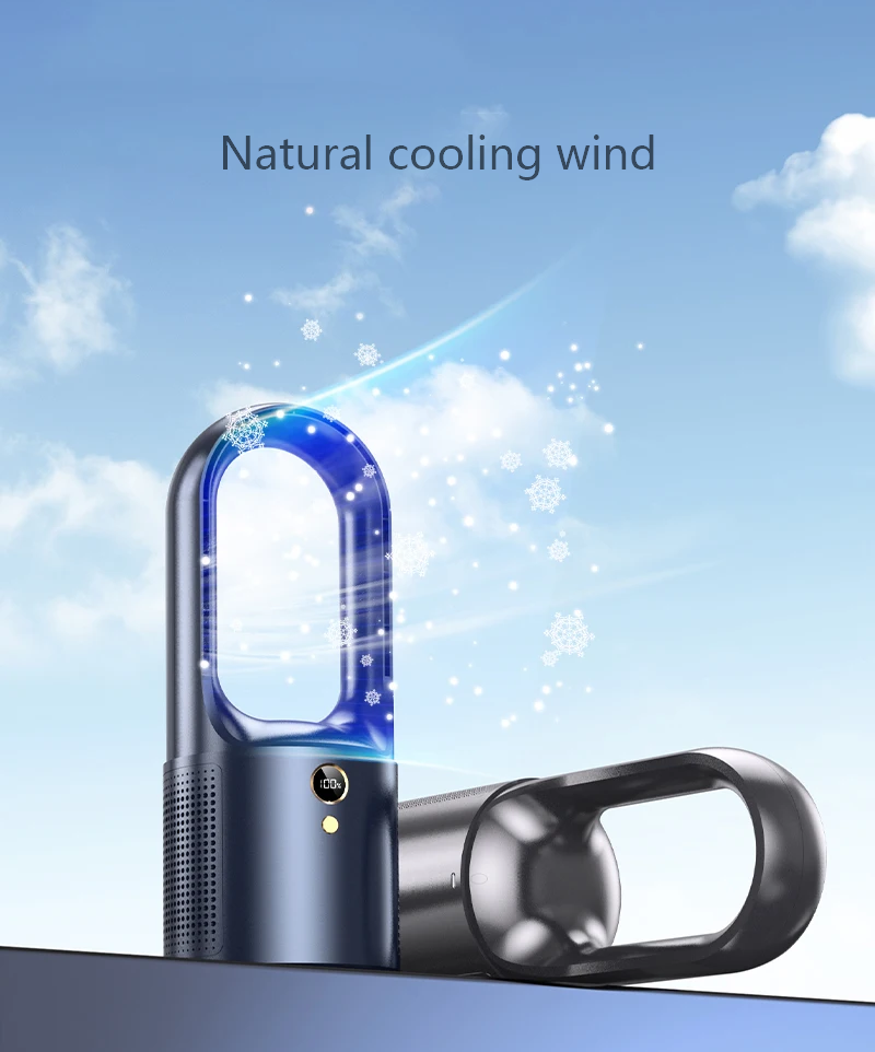 Bladeless Cooling Fan Portable Desk Personal Fan Small Desktop Rechargeable for Office