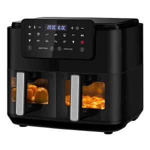 Wholesale Oil Free Dual Zone Air Fryer 9L Large For Family With 2 Drawers 10 Presets 2400W Low Fat from china suppliers