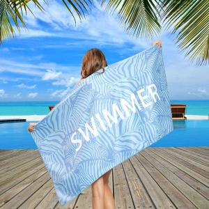 Wholesale RPET Waffle Microfiber Custom Embroidered Beach Towels Blankets Sample Free from china suppliers