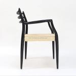 Solid Wood Dining Chair Furniture W64*D50.5*H77CM Hand Woven Outdoor Rope Paper