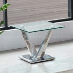 60x60x60cm Stainless Steel Side Tables Glass Top 0.24CBM No Folded