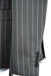 Grey Stripe Mens Slim Fit Suit Blazer Double Breasted Anti Shrink Breathable