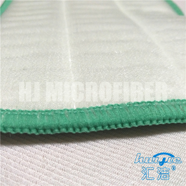Green Color Microfiber Coral Fleece Fabric With Green Nylon Hard Wire Flat Refill Mops For Home Cleaning