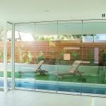 Frameless Bi Folding Double Glazing Door Retractable Glass Patio Door