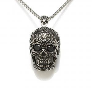 China Wholesale Men Fashion Jewelry Cool Hip Hop Vintage Skull Head Pendant Necklace on sale