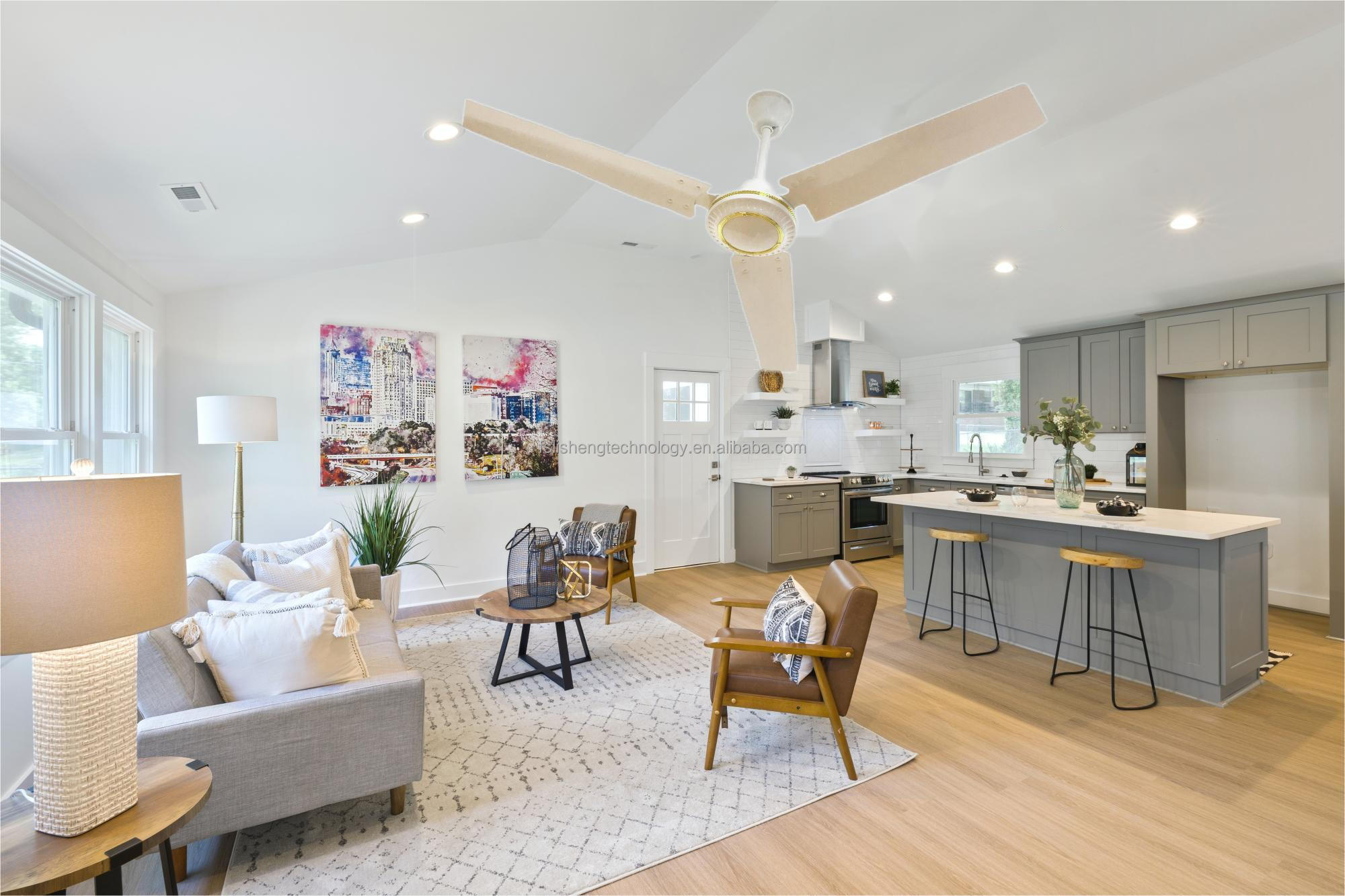 BLDC 56 Inch Large Industrial DC Ceiling Fans 12V For Home With Remote Control