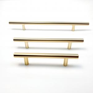China Electroplating Gold 190mm T Bar Stainless Steel Cabinet Handles For Living Room on sale