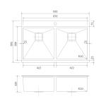 Double Bowl Top Mount Workstation Sink Stainless Steel Drop In Glod Sink 92x56
