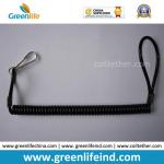 Transparent Black Spiral Cord Coil Lanyard W/Plastic Hooks