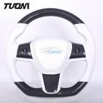 Model 3 Model Y Tesla Carbon Fiber Steering Wheels White Leather