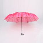 Custom Manual Open Umbrella , Pink Flower Print 3 Fold Umbrella For Women