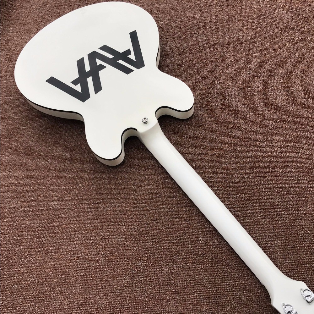 Hollow body JAZZ electric guitar with white top
