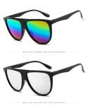 Vintage Retro BSCI Flat Top Sunglasses Thin Shadow Luxury Designer Large Black