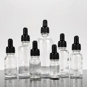 China White Fine Ribbed Glass Essential Oil Bottles With Dropper 0.1kg on sale