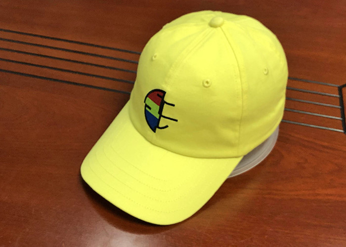 Yellow Cotton Twill Unstructured Blank Dad Hats With Metal Buckle