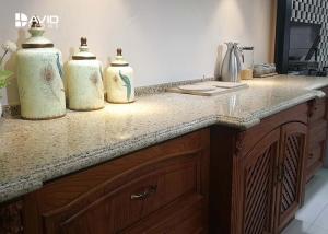 China Beige Sparkle Quartz Worktops Glossy Polished Ogee Edge Scratch Resistant on sale