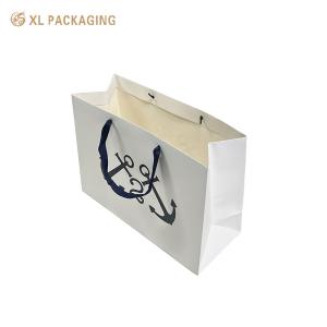Wholesale White Paper Packaging Bags Gold Foil Kraft Paper Clothes Shoes Shopping Bag With Handle from china suppliers