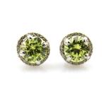 Sterling Silver Round Lemon Citrine Cubic Zircon Earrings (PSJ029)