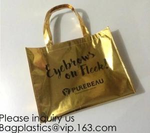 Wholesale Golden pac Bling Bling Glossy Durable Reusable Medium Non-woven Gift Bag Set Of 5,Shopping Bag,Promotional Bag Silvery from china suppliers