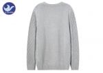 Pullover Men's Thick Winter Jumpers , Grey Cable Knit Long Sleeve Sweater Mens