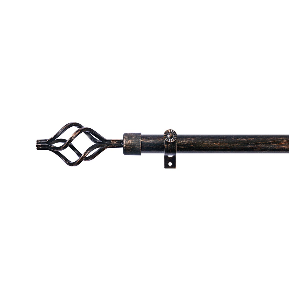 28mm Iron black sweep copper custom curtain rod finials single bracket