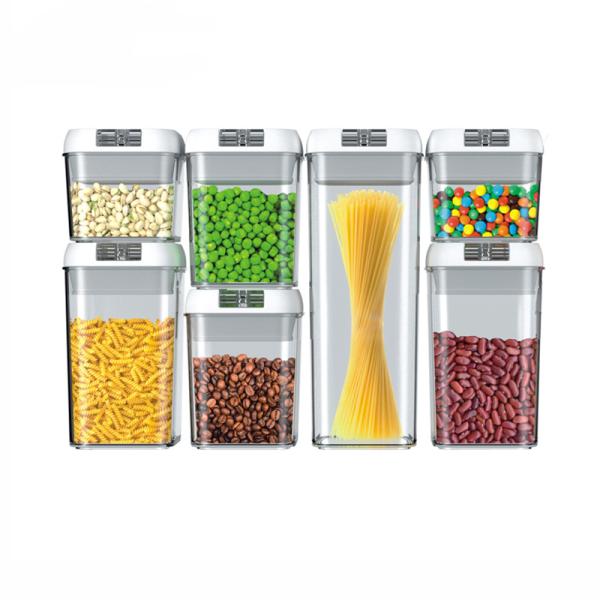 Popular Customized Eco-Friendly 7 Piece Set Airtight Plastic Dry Food Storage