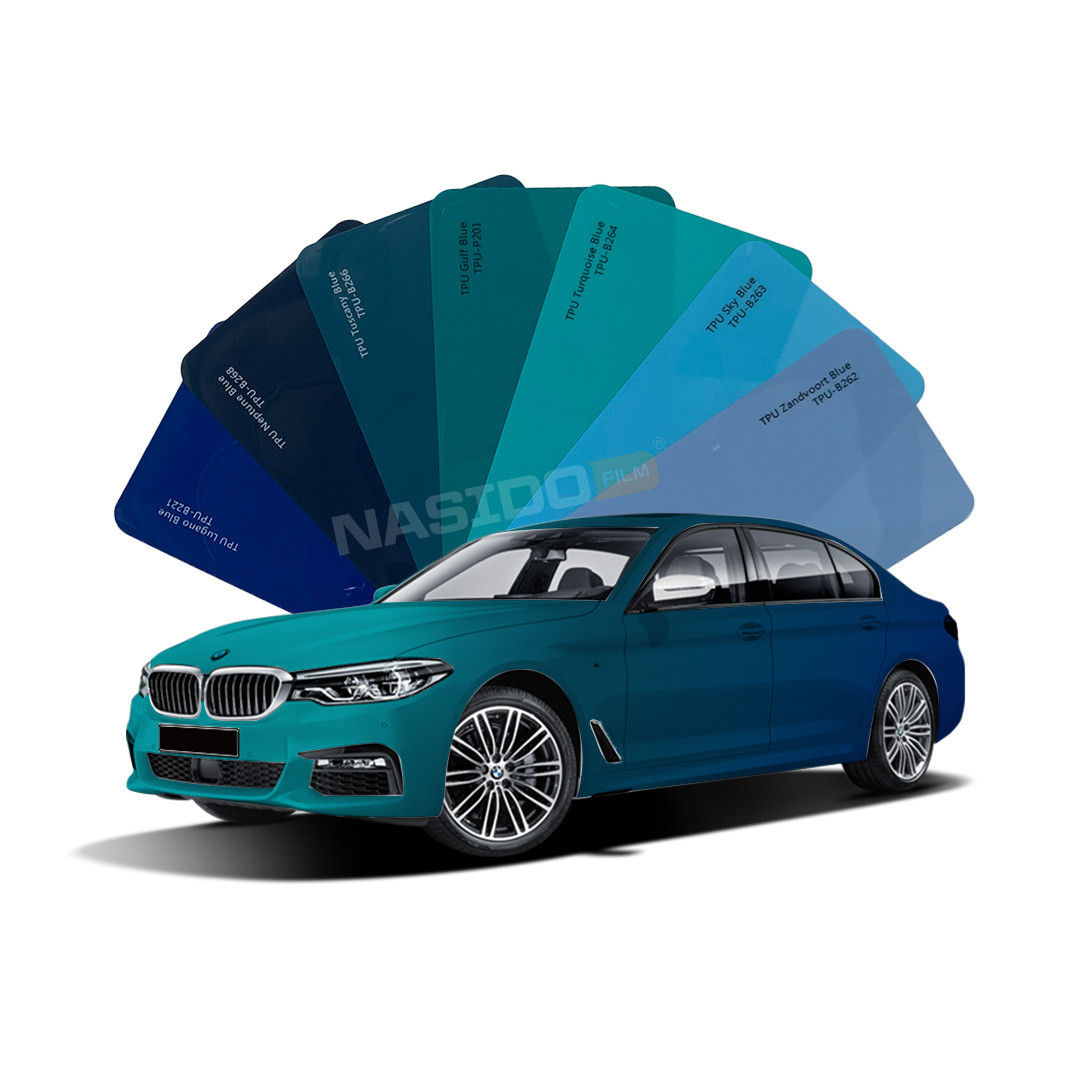 Brightness TPU Light Blue Color Car Paint Protection Film Heat Insulation