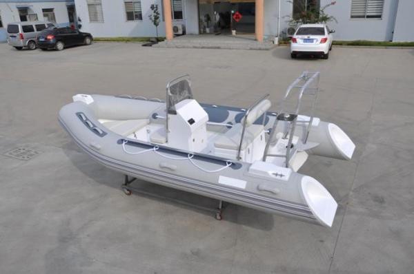 Quality PVC Small Inflatable Fishing Boats Rib430 Light Grey With Inflatable Tube for sale