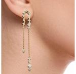 2024 Brazilian Gold Plating Drop Chain Earrings Women 925 Sterling Silver