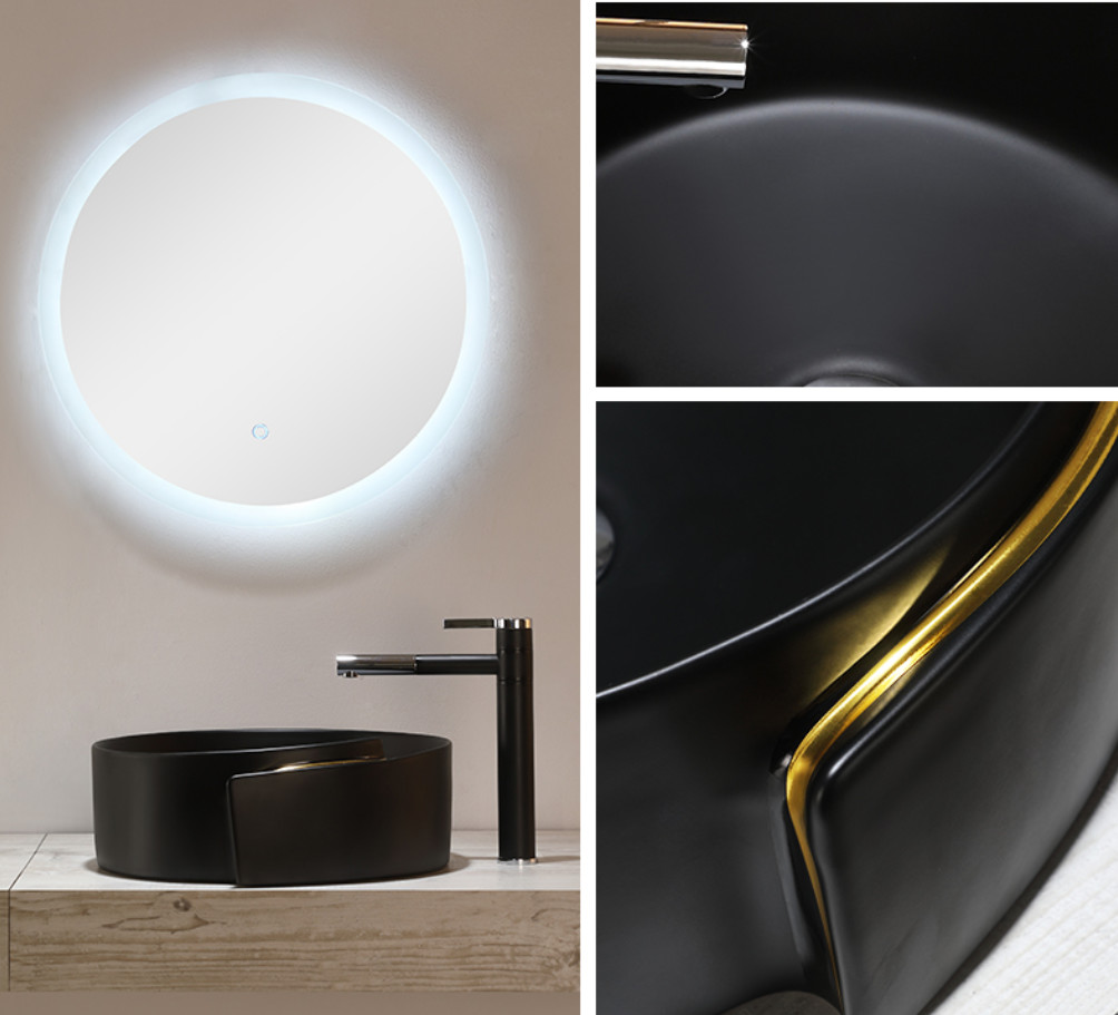 Oval Ceramic 9L Sanitary Ware Basin Matte Black Bathroom Bowl Sinks