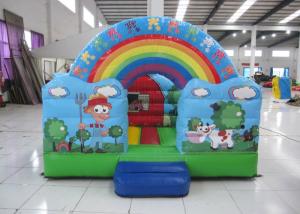 China Outdoor Rainbow Farm Kids Inflatable Bounce House 0.55mm PVC 3 X 2m For Party on sale