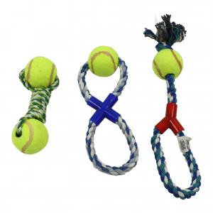 China 4 Inch Rope Tennis Ball Dog Toy Diy Chew Durable Pet Toys For Cats Interactive 30x20cm on sale