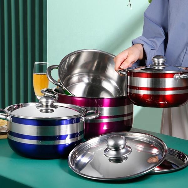 Hot Selling Color Body Soup Cooking Pot Set Ollas Stainless Steel 410 Cookware