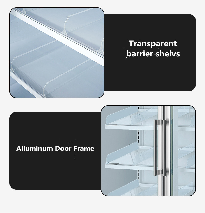 Arsenbo Antiwear Double Door Glass Fridge , Electric Supermarket Display Fridges