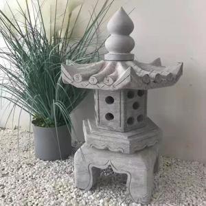 China Large Grey Outdoor Stone Lantern Granite Pagoda Japanese Garden Ornaments on sale