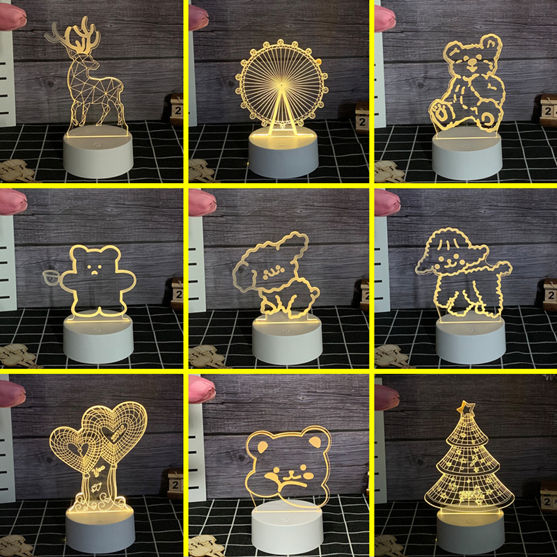 Switch Control Magnetic 3D Multicolor Acrylic LED Night Light Plain Acrylic for Kids