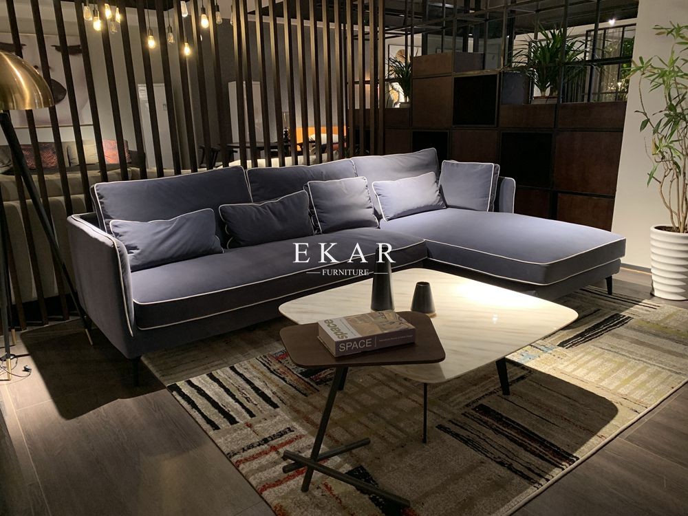 Home Modern Design Deep Green Fabric Sofa Set Corner Couch